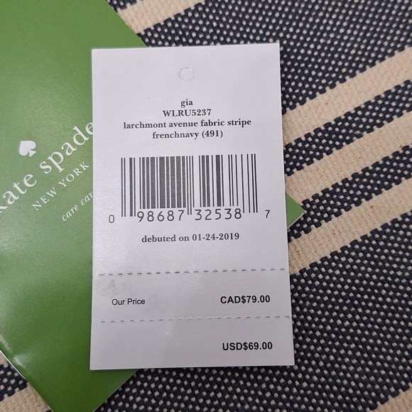 Kate Spade Gia Larchmont Avenue Striped Clutch Bag - Picture 8 of 9